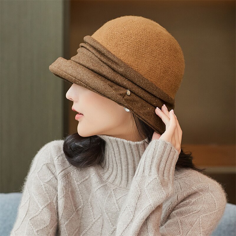 PTAH-gorros de lana de estilo británico para mujer, sombrero de Tweed más suave, Estilo Vintage, para iglesia, para Otoño e Invierno