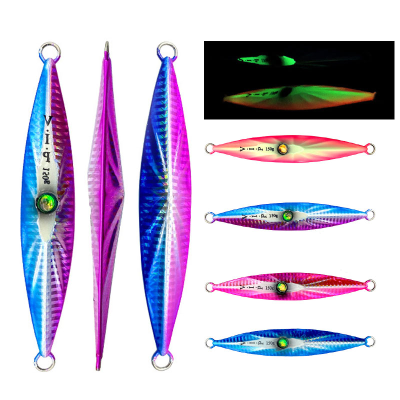 AS Pesca Jig lento Metal Jigging hundimiento Glow Jigs 150g200g250g300g400g500g señuelo que cae pesca en tono pescador Leurre cebo: 55 mm / Blanco