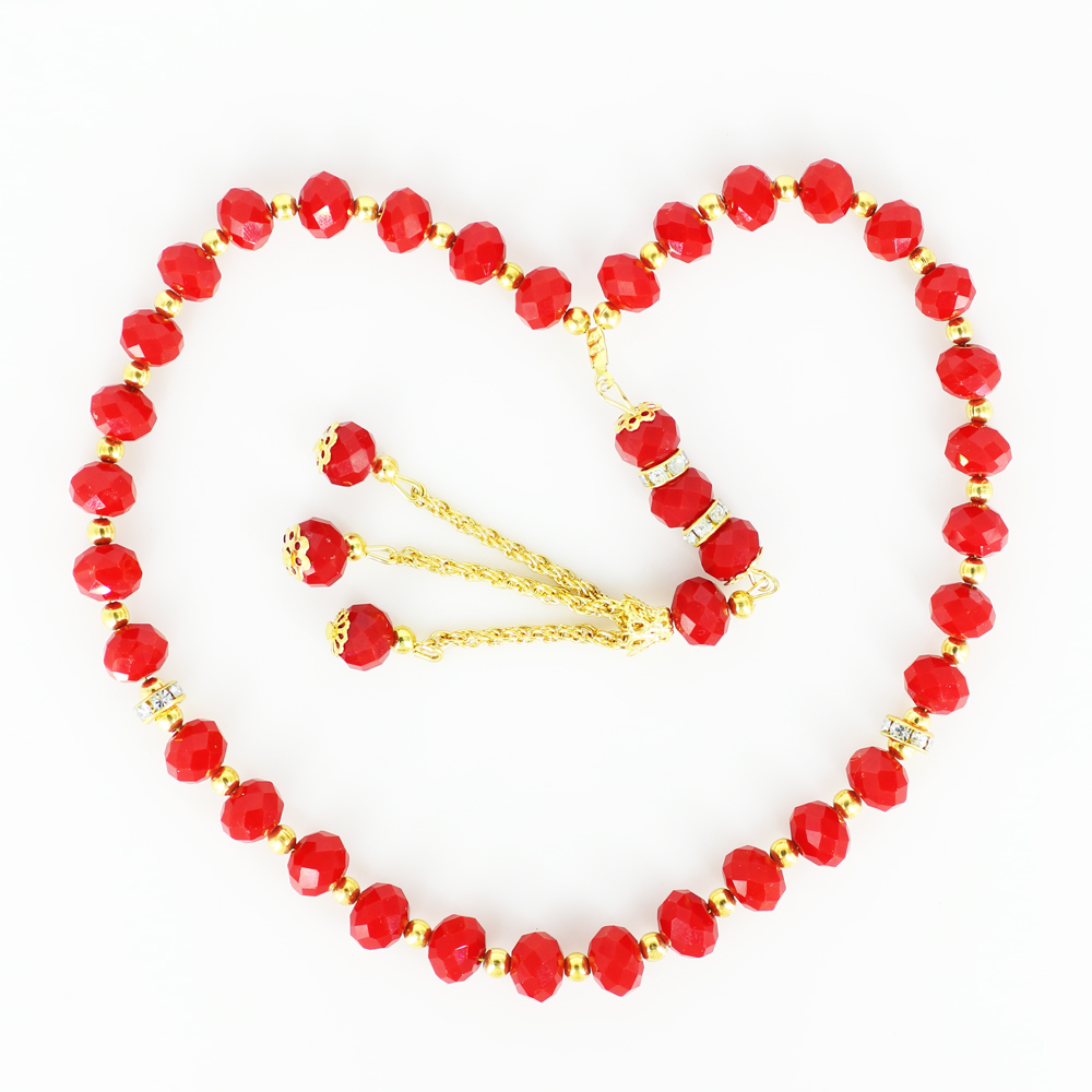 Tasbih perles de prière bracelet Islam musulman perle de prière Tasbeeh compteur Zikr chapelet perles Masbaha méditation Bracelets pour femme hommes: Rouge
