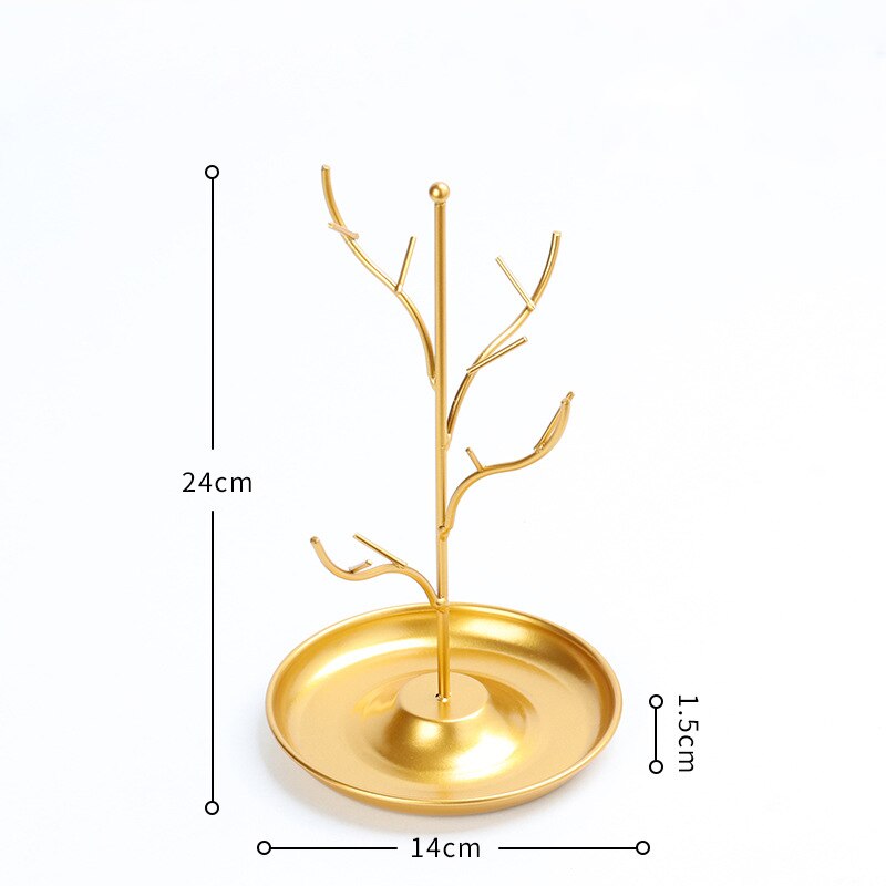 Smykker display bakke rack øreringe ring jern beslag kommode desktop dekoration halskæde opbevaringsholder: Guld
