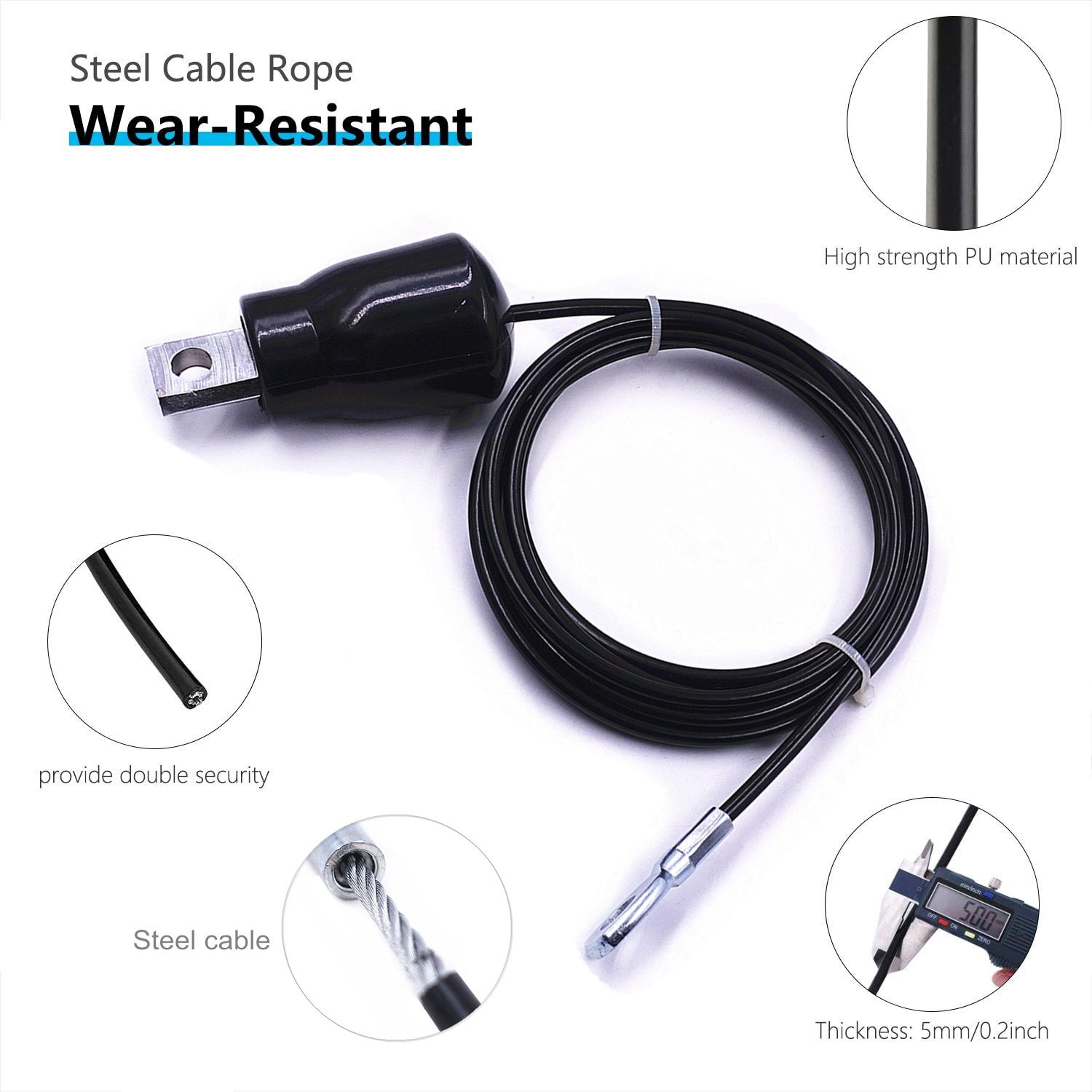 Fitness Pulley Gym Cable Replacement Steel Wire Rope with Big Durable Ball Stopper for Home Gym Cable Machine Pulley System