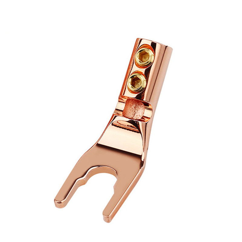 4.2MM Y/U Y Shaped Clip Banana Plug Audio Jack Solder Wire Conenctor Gold/Rhodium Plated Purple Copper HiFi Speaker Connectors: Purple Copper / 20pcs