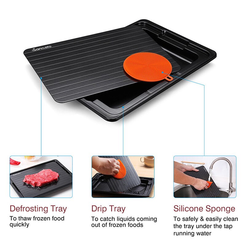 Fast Defrosting Tray with Cleaner Frozen Meat Defrost Food Thawing Plate Board Kitchen Tool