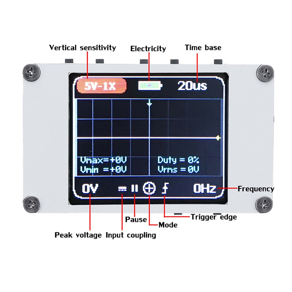 DSO188 Mini 1.8 pouces 1CH TFT LCD écran numérique Portable stockage Oscilloscope 1MHz bande passante 5M taux d'échantillon stockage de forme d'onde