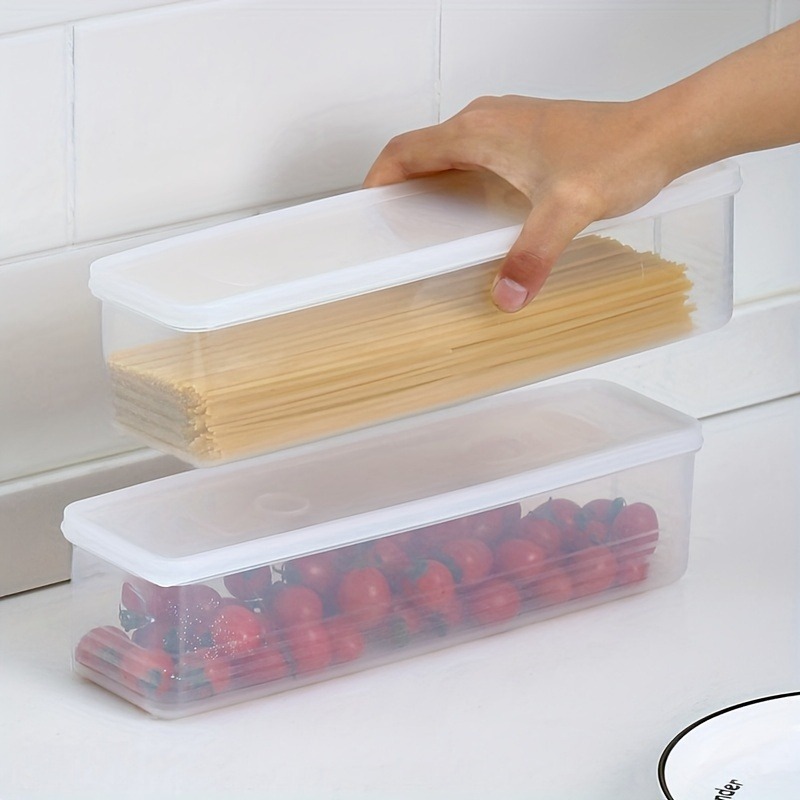 4-delige lange rechthoekige voedselopslagcontainers, plastic herbruikbare koelkast organizer dozen keukenaccessoires