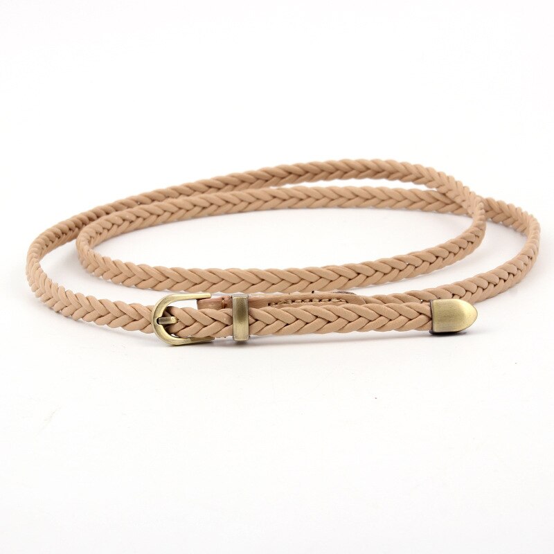 Cinturones de tejido fino para mujer, hebilla de Pin, cinturones de cuerda trenzados ajustados, informales, cadena de cintura delgada