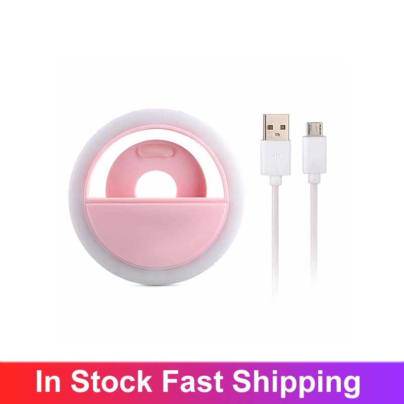 Universel Selfie lampe téléphone Portable lentille Portable anneau Flash LED lumineux anneau lumière pour IPhone Samsung Xiaomi anneau lumières