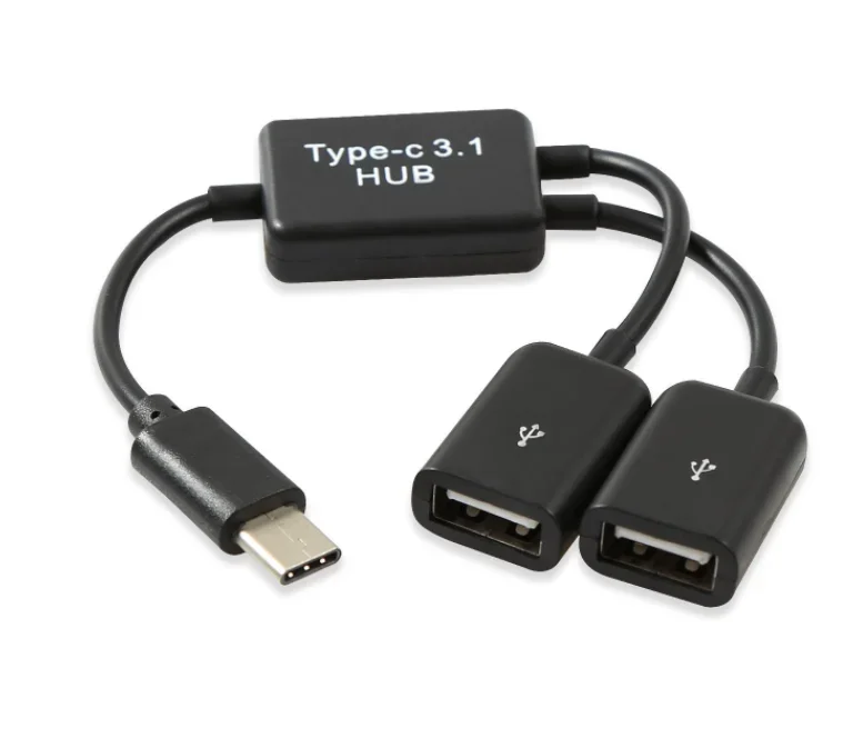 Micro usb / typ c  to 2 otg dual port hub kabel y splitter för surfplatta android mus tangentbord micro-usb typ-c adapter omvandlare