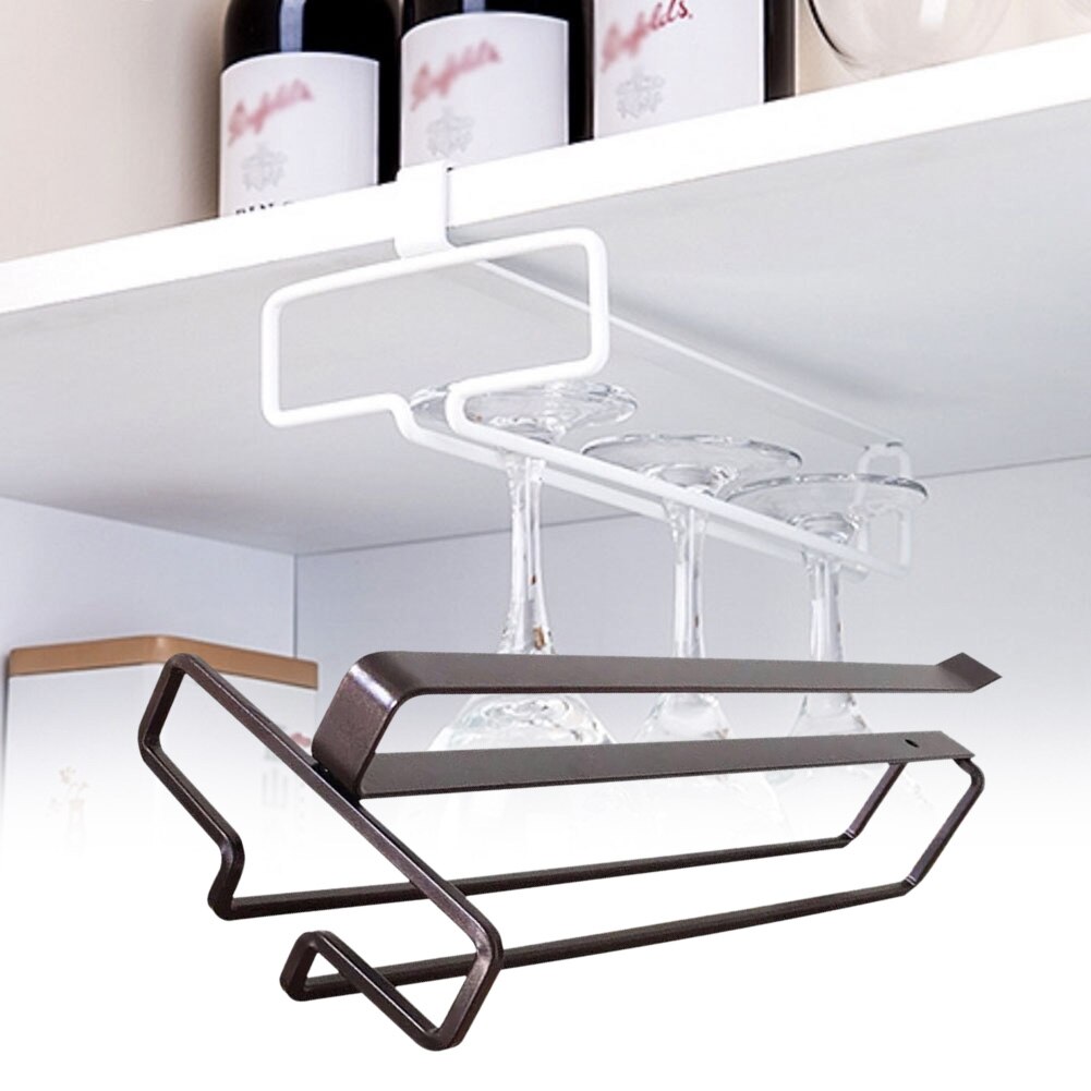 Stemware Inverted Storage Organizer Shelf Wine Glass Holder Hanging Iron Rack Champagne Goblet Cup Under for Kitchen Cabinettool