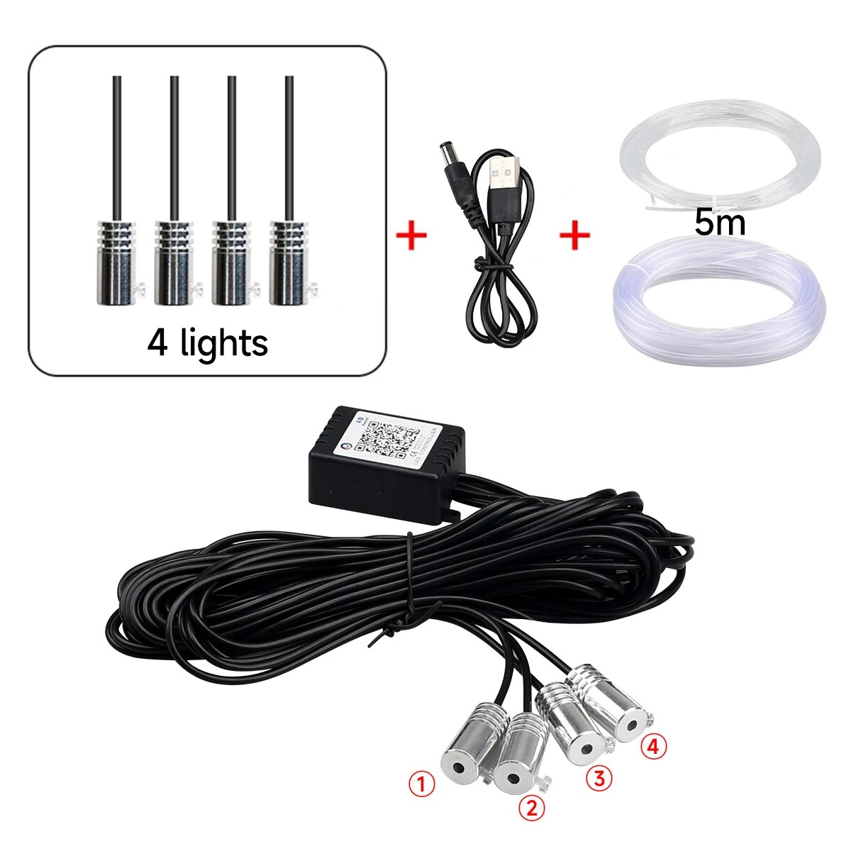 Auto Innenraum Neon rgb LED-Umgebungs licht Glasfaser-Kit mit App-Sound-Steuerung mehrere Modi Auto-Atmosphäre dekorative Lampe: Kristallblau