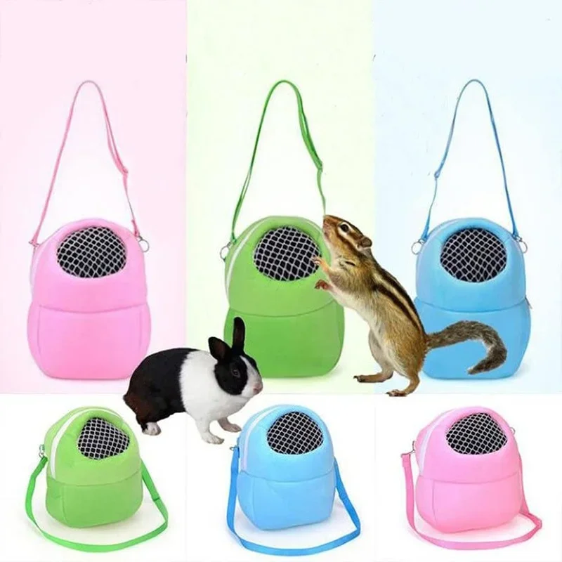 Pequeño portador para mascotas, jaula para conejos, hámster, Chinchilla, bolsas cálidas de viaje, bolsa de transporte para conejillos de indias, jaula transpirable para mascotas, correa para ratas