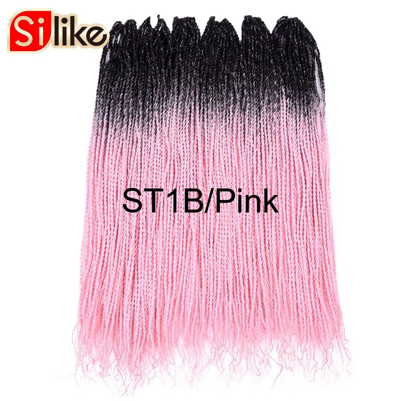 Silike 24 inch Ombre Senegalese Twist Hair Crochet Braids 30 Roots Pre-looped Synthetic Crotchet Braiding Hair for Women: 1B/30HL