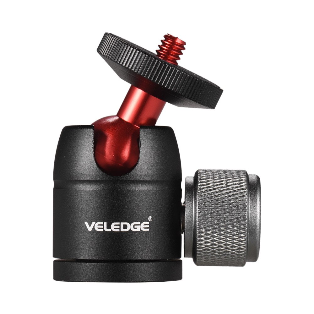 Veledge-mini tripé com cabeça de esfera, adaptador de liga de alumínio, 360 graus, com 1/4 ", furo para parafuso, para monitor de vídeo, luz led, speedlite