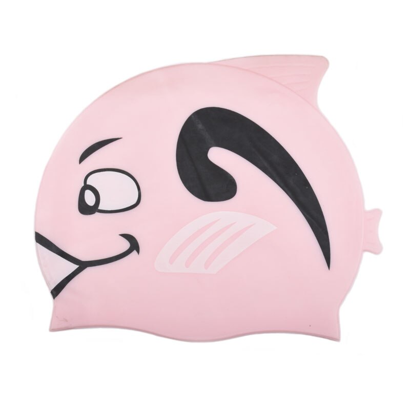 Gorros de natación para niños y niñas, de silicona, impermeables, con protección para la oreja, para piscina, buceo con dibujos animados: Rosa