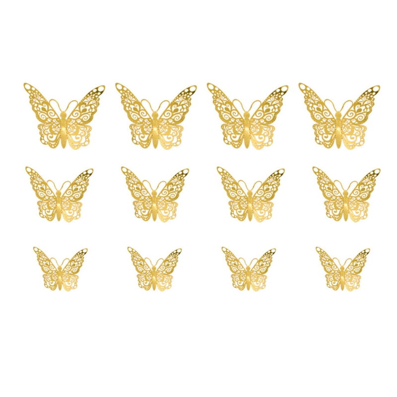 Autocollants muraux papillon 3D creux, 12 pièces, décoration de la maison, pour chambre d'enfants, pour chambre de filles: 13