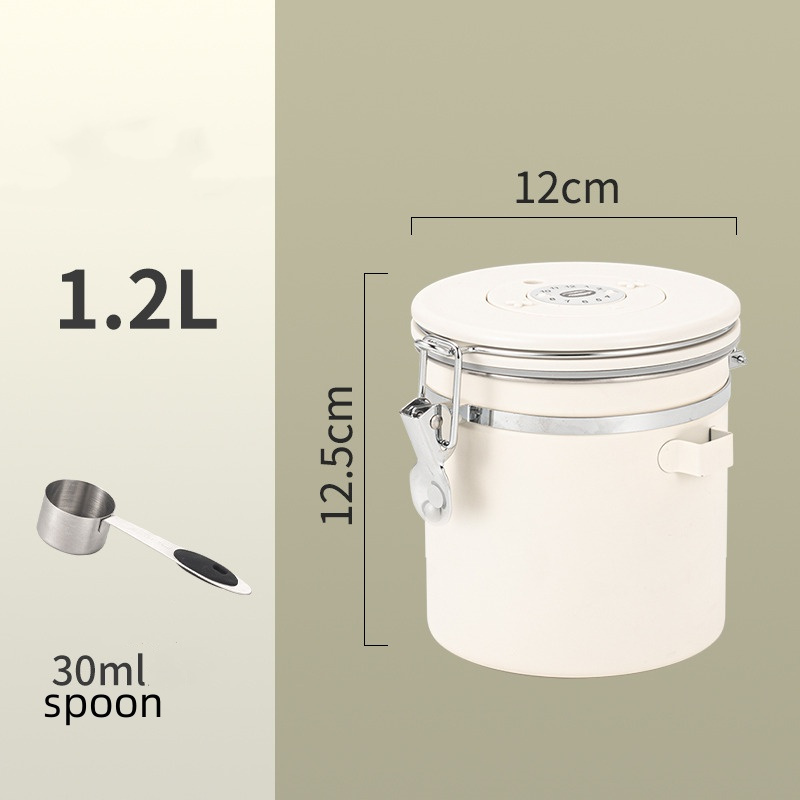 Stainless Steel Coffee Canister Coffee Bean Storage Airtight Containers with Date with Spoon Vent Valve Kitchen Food Storage Jar: Clear