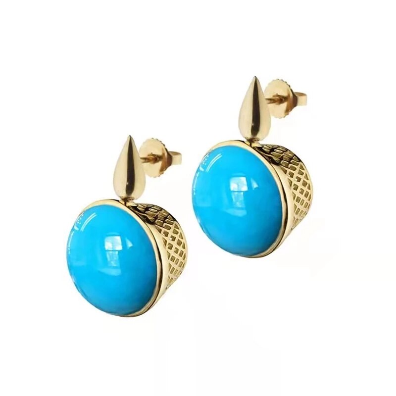 Sleeping Beauty Turquoise Earrings: Default Title