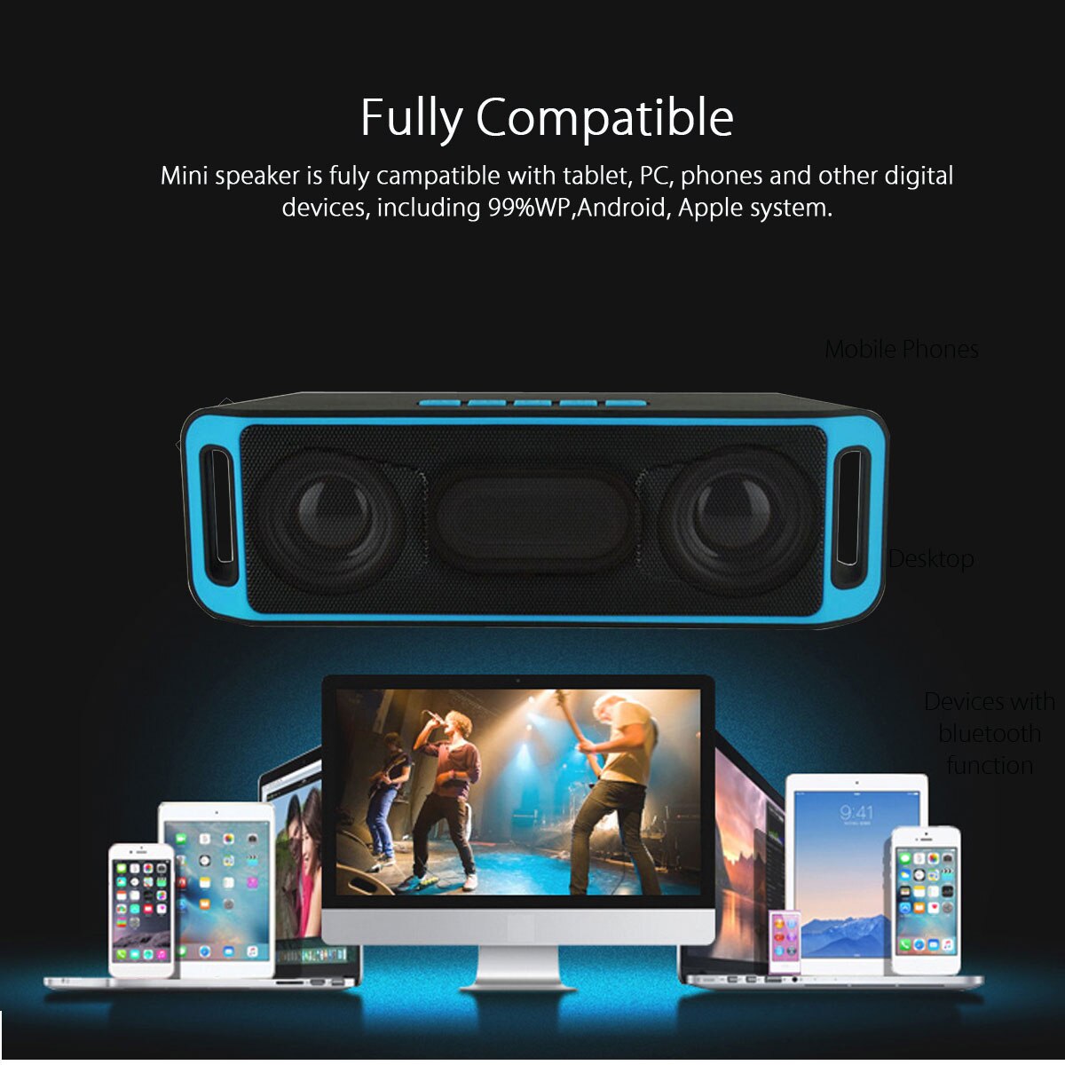 Mini Speaker Outdoor Waterproof Portable Speaker Sound Box Music Column Wireless Loudspeaker Subwoofer HD Bass Stereo