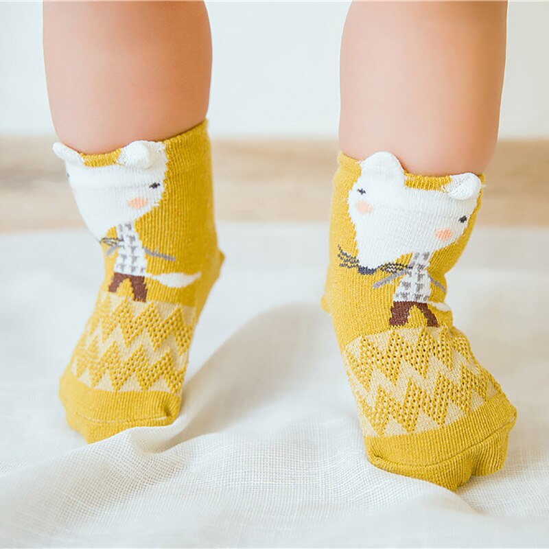 Chaussettes d'été en coton pour enfants | 5 couleurs/lot, en maille, pour bébés garçons et filles, chaussettes à motif de dessin animé, chaussettes minces pour enfants