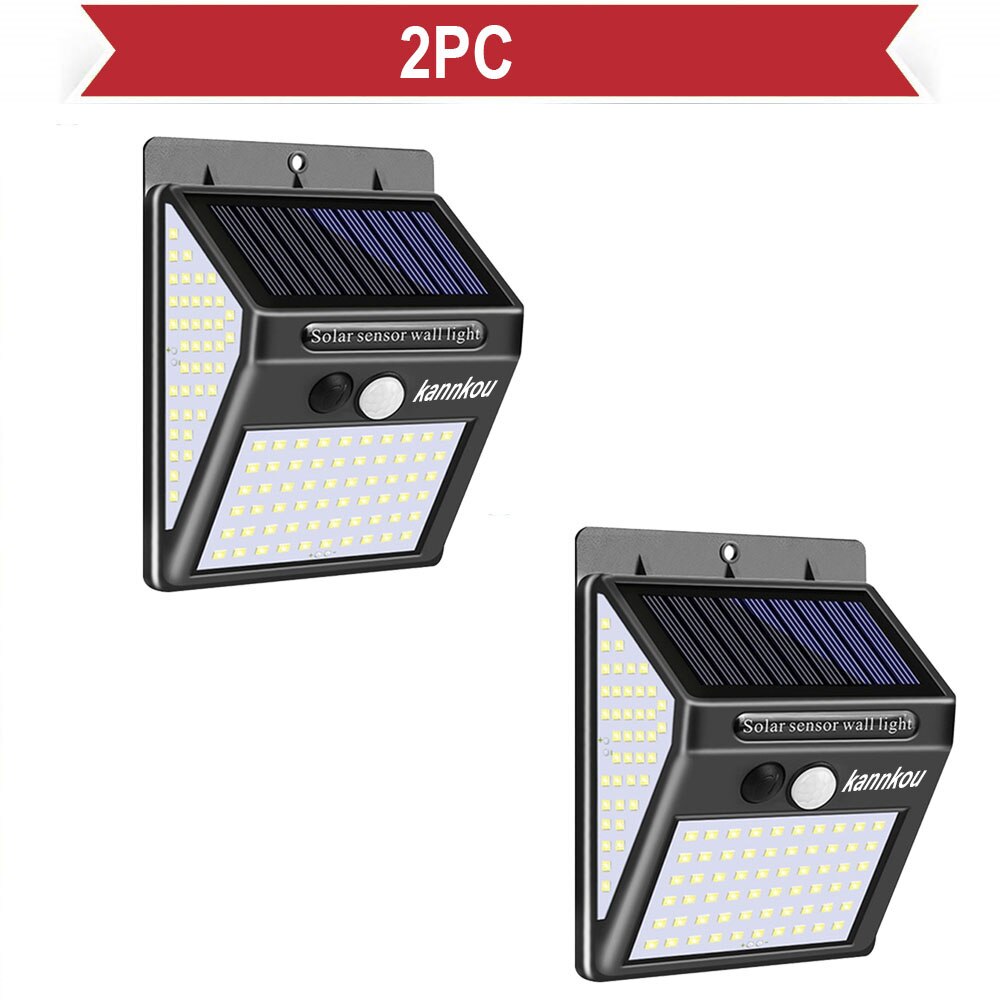 KANNKOU Solar Lights Outdoor 2/4/6PC 150LED PIR Motion Sensor IP65 Waterproof Outdoor LED Wall Light: 2PC-150LED