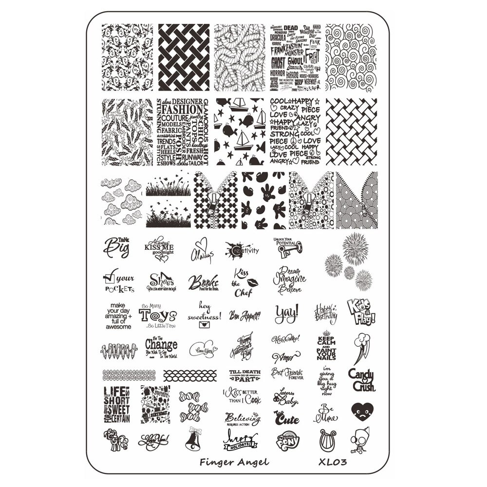 Finger Angel Flowers Leaves Nail Stamping Plates Line Geometric Stripe Face Image Printing Templates For Manicure Decorations: Fnger Angel XL03