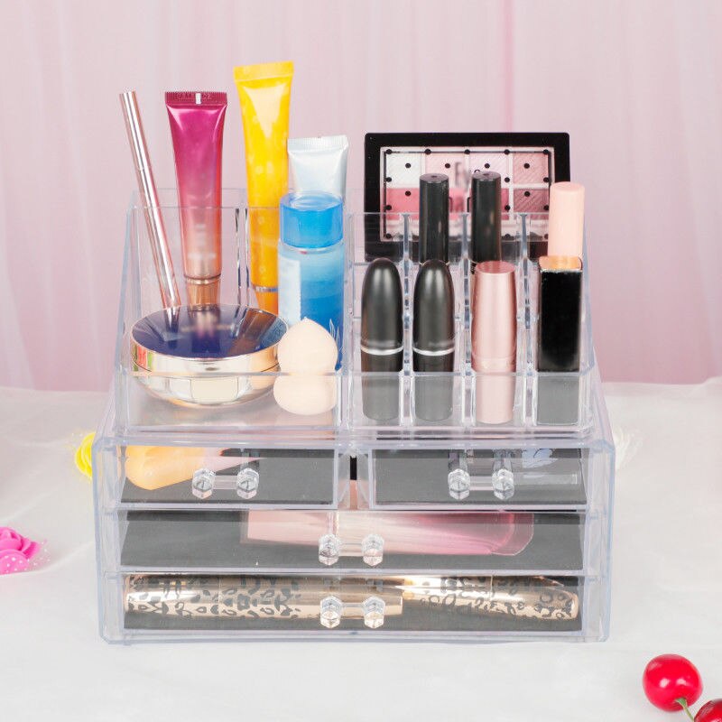 Acrylic transparent Makeup Organizer Storage Box Lipstick Storage holder Make Up tool Holder 6 Drawers Storage box For jewelry