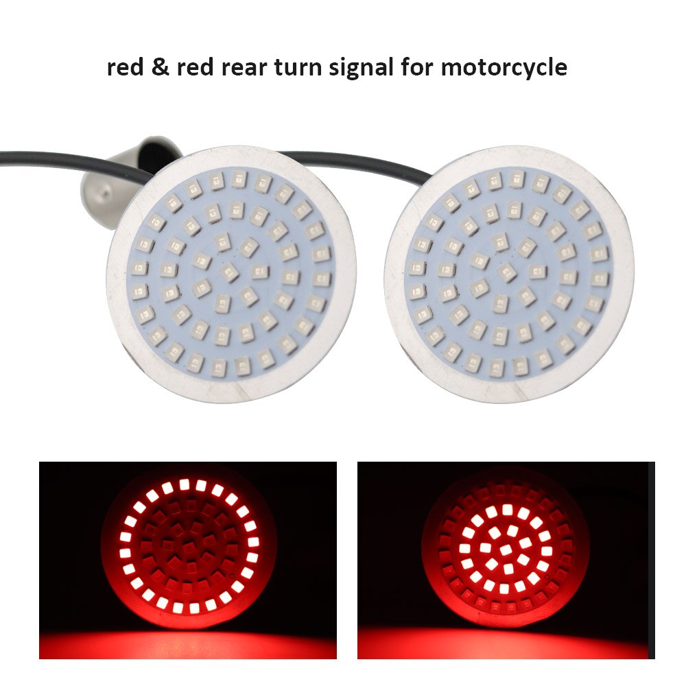 1Pair Motorcycle Led Turn Signals Kit for Harley Road Glide Touring Sportster with 1156 1157 Base White/Amber Led Turn Signal: red red B