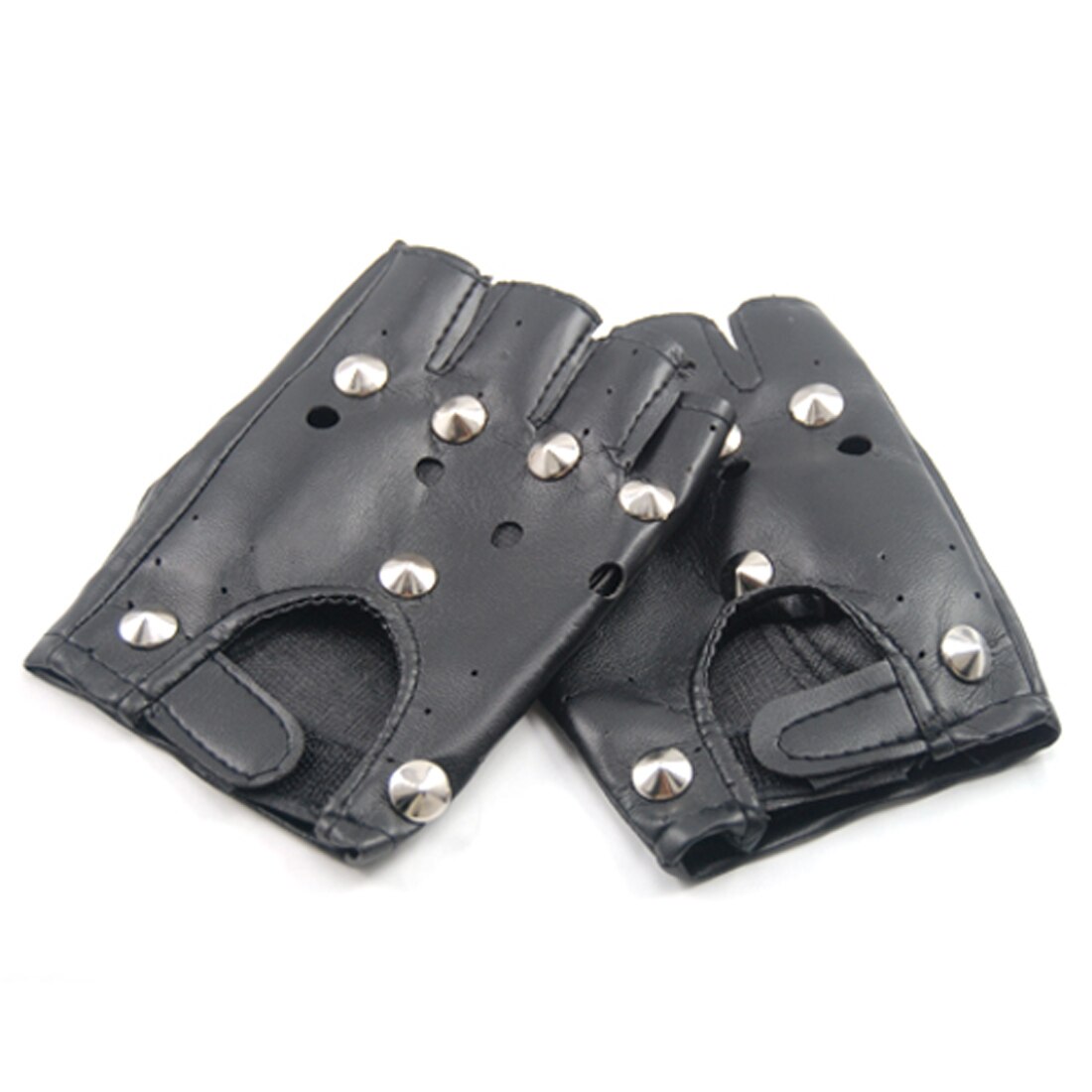 Jurken Lbfs Unisex Cool Black Punk Rock Studded Leather Look Vingerloze Handschoenen Fancy