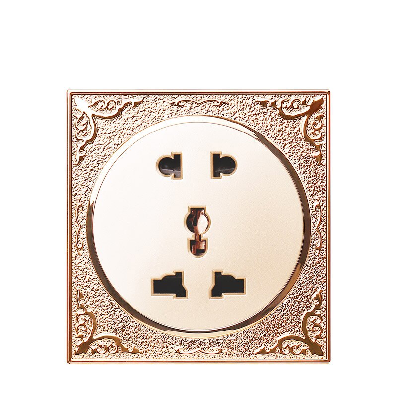 Luxurious Carved gold multifunctional five-hole wall socket 220v 10A