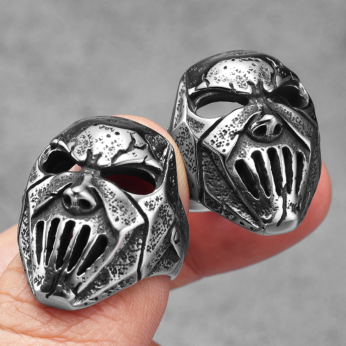 Rock Star masque crâne en acier inoxydable hommes anneaux Punk pour hommes femmes bijoux