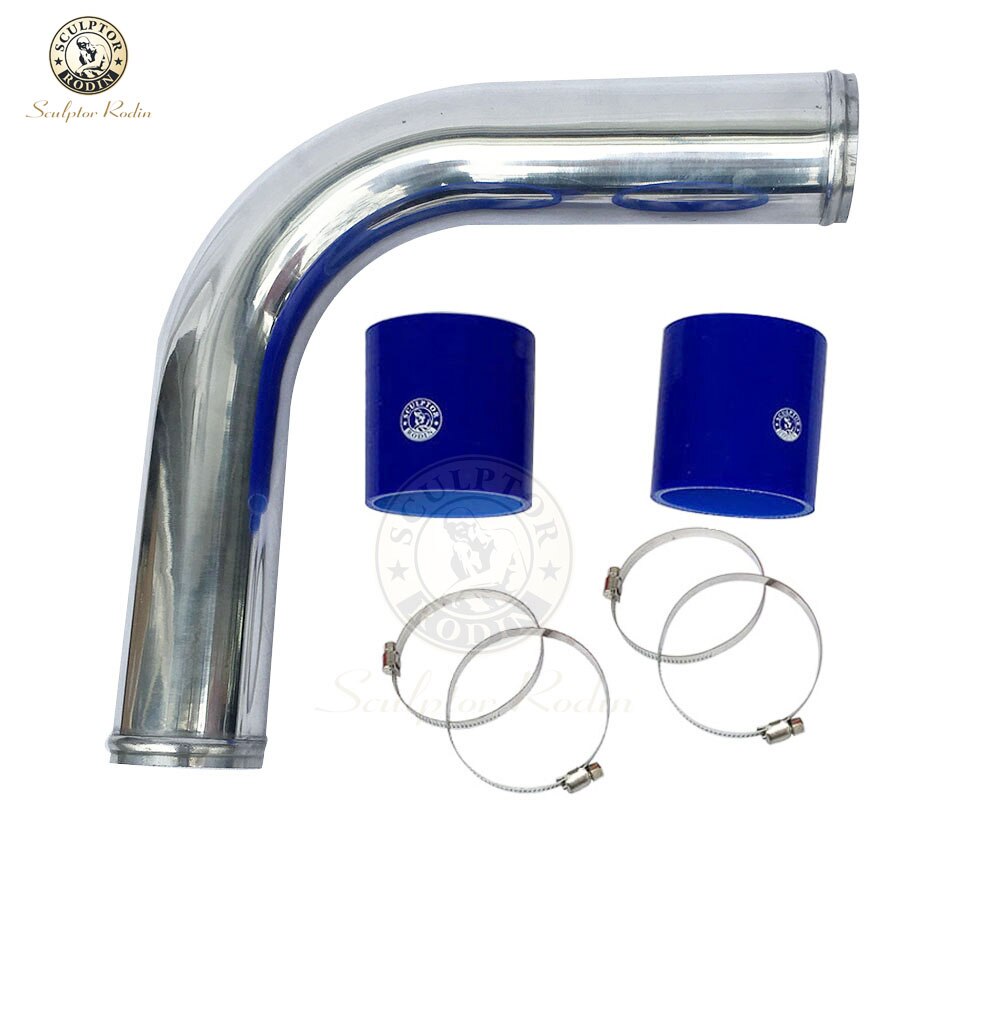 Tubo Intercooler 3 "pulgadas/76mm/recto/90 grados/45 grados/180 grados/espesor 2mm/tubo de aluminio DIY/tubo de entrada de aire: 90 degrees