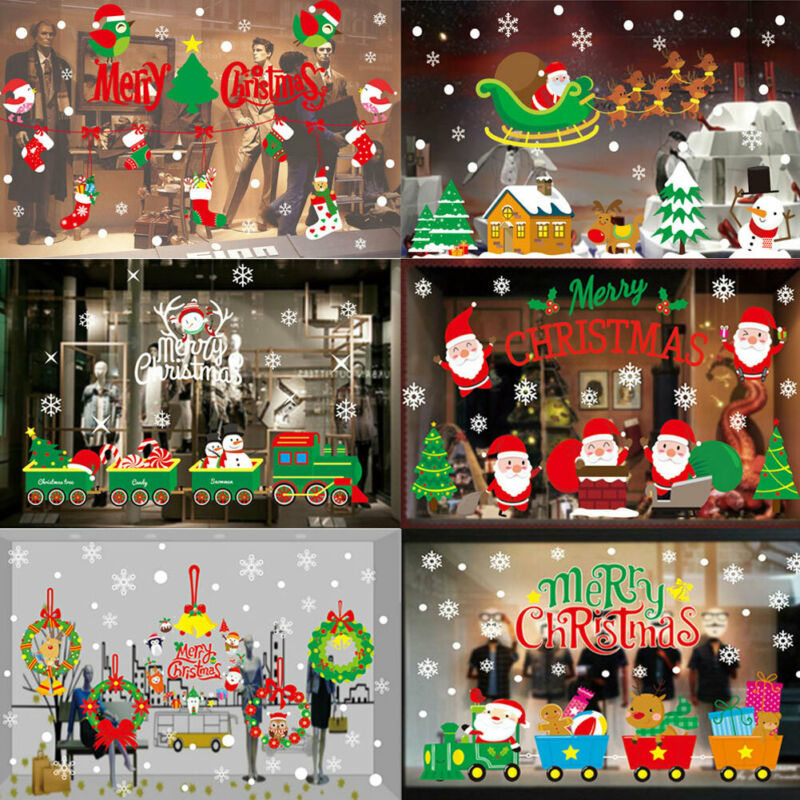 Kerst Glas Raam Muur Sticker Sticker Verwijderbare Grote Decor Shop Decoratie Kerst Muursticker