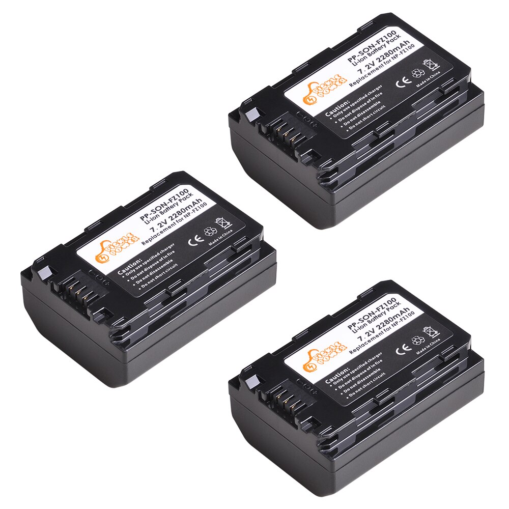 2280 mah np -fz100 npfz 100 np fz100 batteri + led dual usb oplader til sony np -fz100 bc-qz1 sony  a9 a9r a9s a7r iii  a7 iii  a6600.: 3 batterier