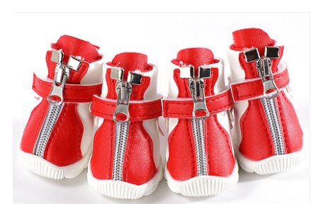4pcs/set Pet Dog Shoes Winter Super Warm Cotton Dog Boots Anti Slip Shoes For Small Medium Dog Pet Product Chihuahua Snow Boots: stlye-7