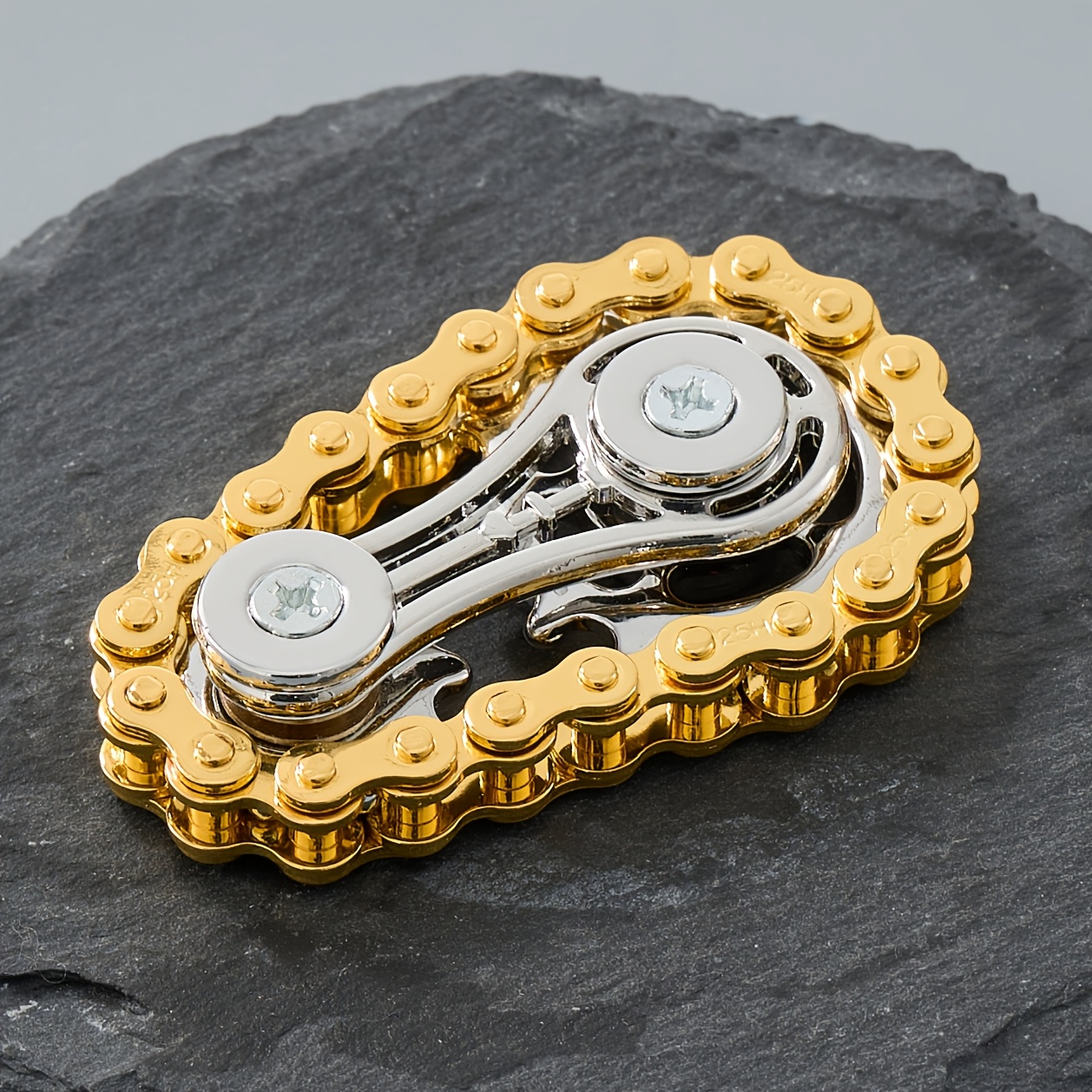 Piñones volante dedo Gyro Fidget Spinner antiestrés ansiedad cadenas de bicicleta de Metal EDC Spinner Fidget juguetes para adultos: Oro