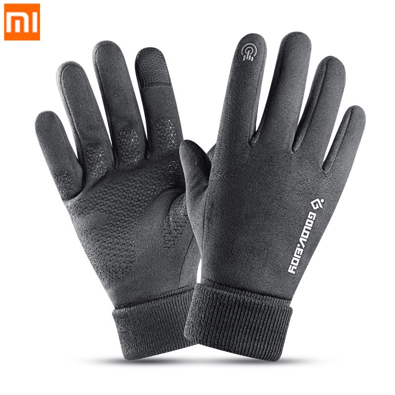 Xiaomi Suede Fietsen Handschoenen Mannen Winter Outdoor Winddicht Fluwelen Warme Handschoenen Night Reflectie Touch Screen Anti-Slip Wearable