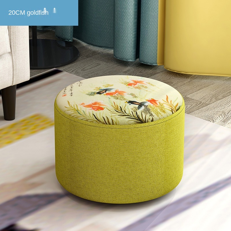 Nordic Household Small Stool Bench Low Sofa Stool Fabric Round Small Chair Shoe Changing Small Wooden Stool: 20X28CM-E