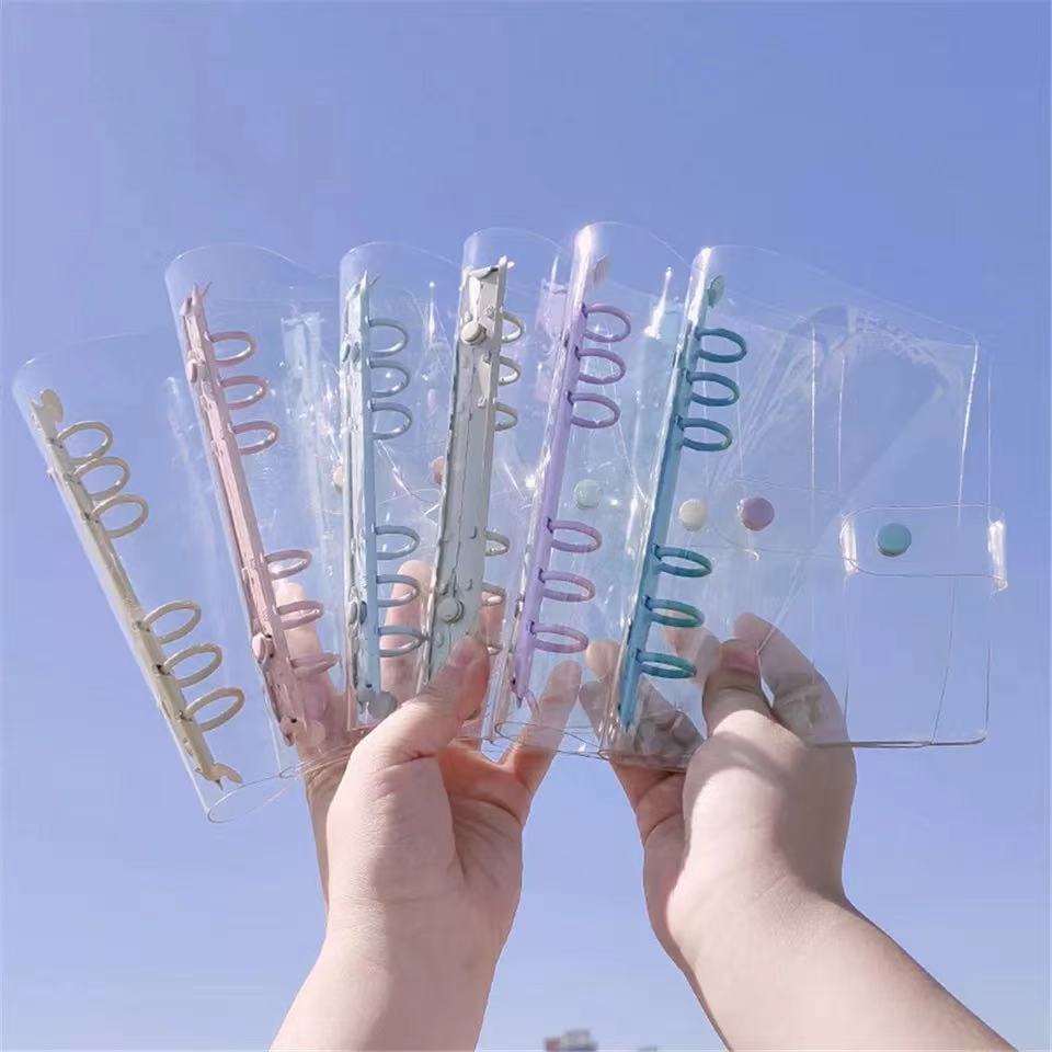 Clear PVC Notebook Cover Standard 6 Rings A6/Notebook Cover Protector 6 Round Ring Binder Loose Leaf Folder for Notebook Diar