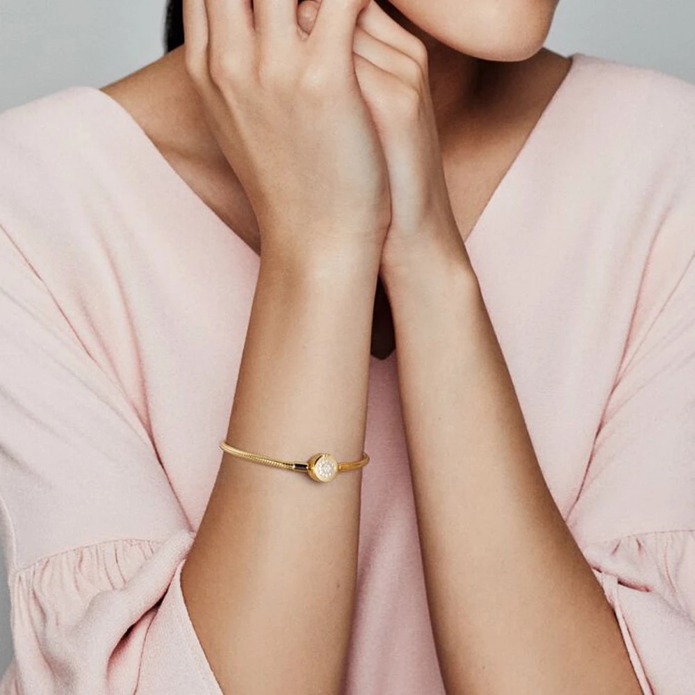 Bracelet 925 Sterling Silver simple Bracelet Sparkling CZ Fit Original Charms Beads DIY Jewelry For Women bracelet