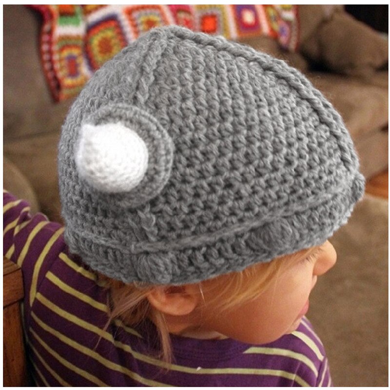 Gorro de invierno al Crochet con dibujos animados para niños, gorro de punto con cuernos de Vikingo, hecho a mano, de Navidad