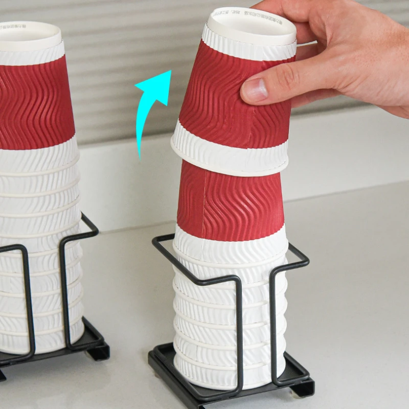 Cup Holder Paper Storage Rack Coffee Station Supplies Countertop Bar Organizer Office Mug Disposable Cups Stand