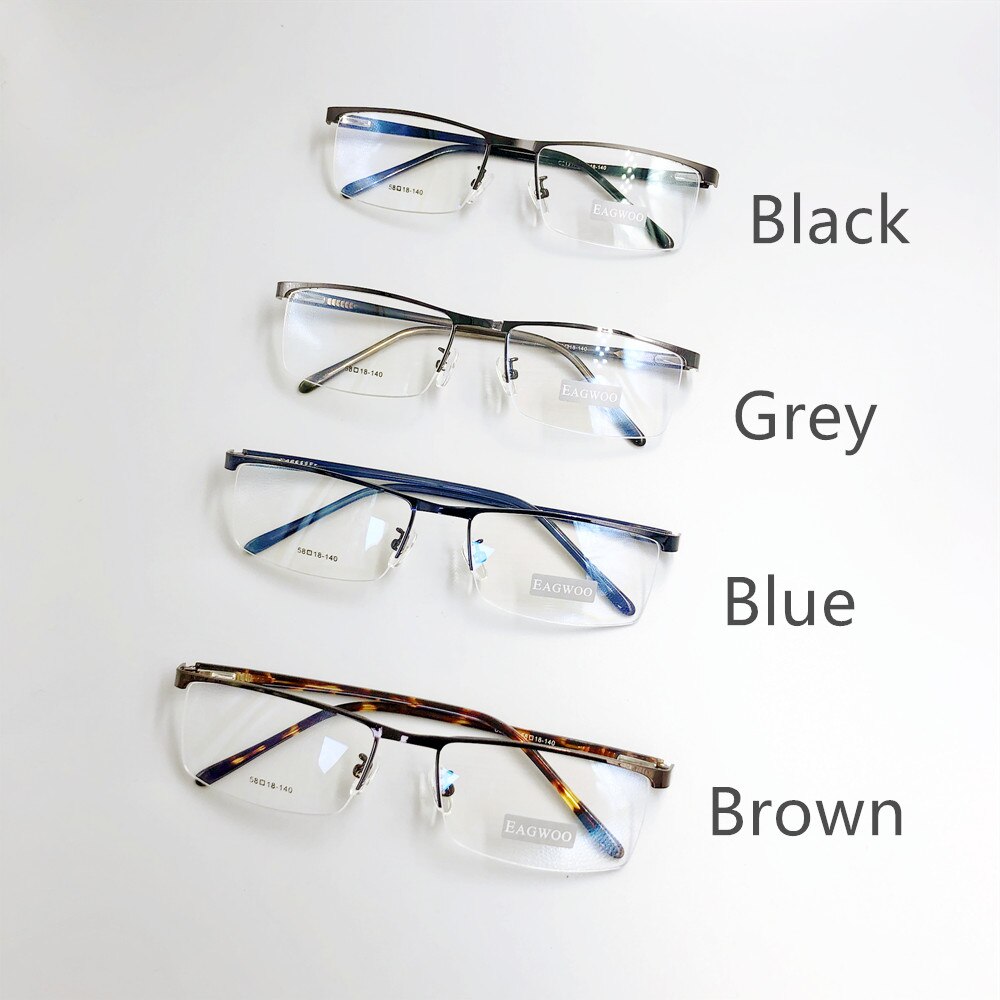 Metalen Aluminium Half Velg Optische Frame Prescription Mannen Rechthoekige Brillen Business Bril Sport Spektakel Breed Grote Gezicht 58mm