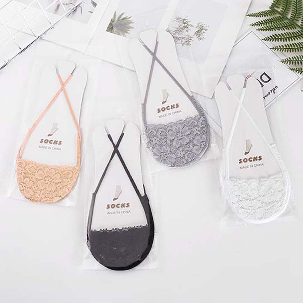 Summer Shallow Mouth Section Forefoot Invisible Boat Sock Lace Sling Socks Invisible Half High Heels Low Cotton Soft Hosiery