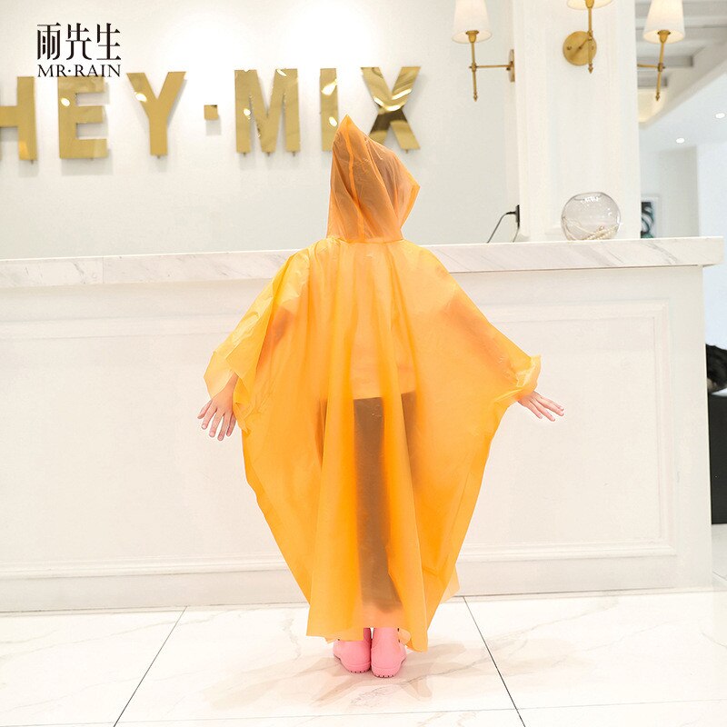 Children Boy Girl Rainwear Waterproof Hooded Rain Coat Outwear Poncho Raincoat Cover Up for Kids 100 to 160cm Height: Orange