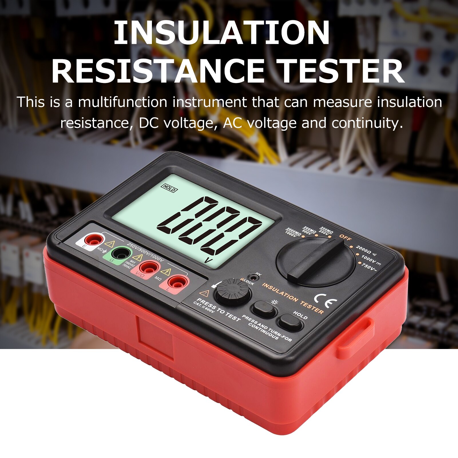 Digital Insulation Resistance Tester DC 250V/ 500V/ 1000V AC 750V Multifunction Insulation Resistance Meter Kit with Backlight