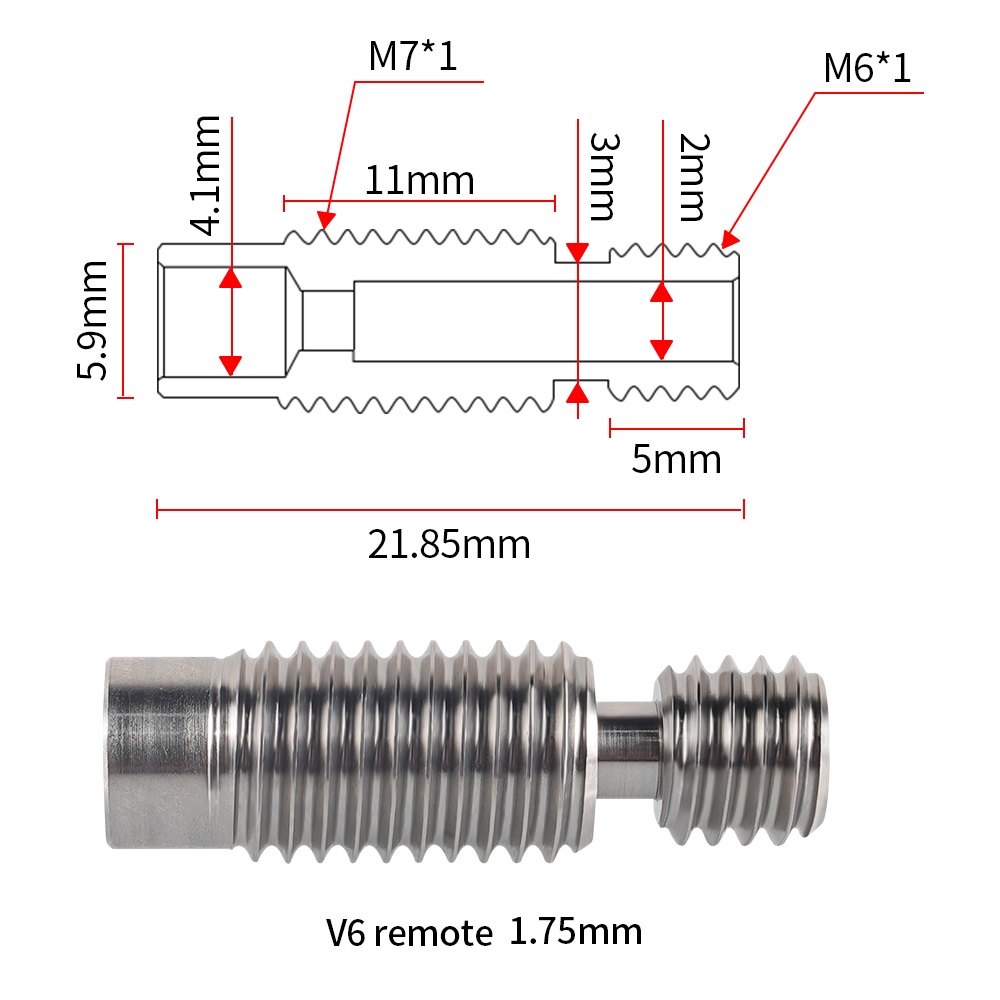 mega 10 pz 5 pz E3D V6 gola HeatBreak M7 M6 filetto stampante 3D parte per 1.75 3mm con PTFE tubo di alimentazione tubo estrusore Hotend