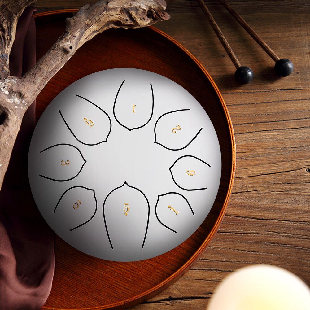 Tambor de mano con baquetas para principiantes, instrumento Musical de 6 pulgadas, 8 tonos, con baquetas