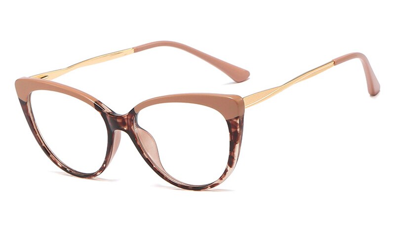 Peekaboo red leopard retro cat eye glasses frames for women half metal ladies optical glasses transparent accessories: brown leopard