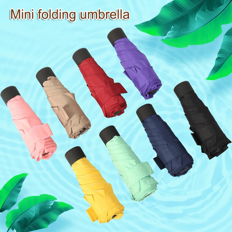 Små mini vikbara paraply regn kvinnor män mini pocket parasoll flickor anti-uv vattentäta bärbara paraplyer