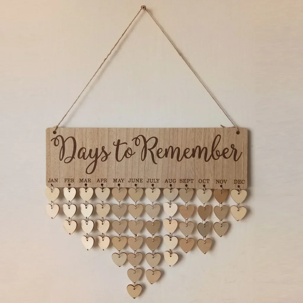 Houten Kalender Lijst Verjaardagsfeestje Woondecoratie Hanger DIY Kalender Ambachten Woonkamer Decoratie: Dark Gray